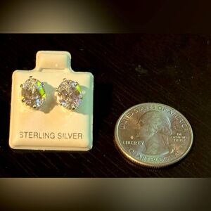 💎 New! Sterling Silver Oval CZ Stud Earrings